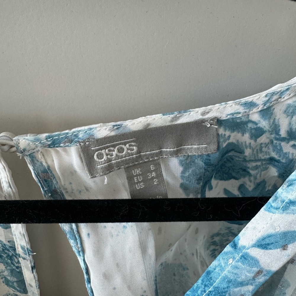 ASOS Blue and White Patterned Top & Skirt - Picture 3 of 4